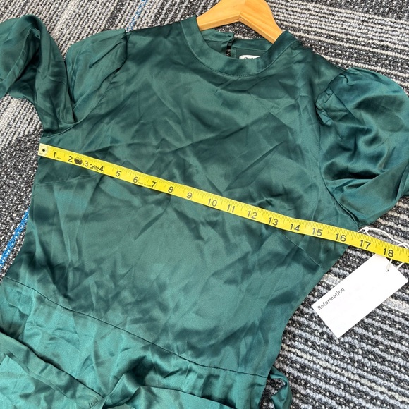 NWT Reformation Julius Midi Silk Dress size 6 Forest Green Silk - Picture 12 of 15